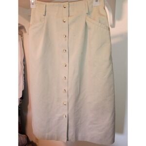 David Brooks Khaki Skirt A-line Button Pockets Size 8 Midi Belt Loops
